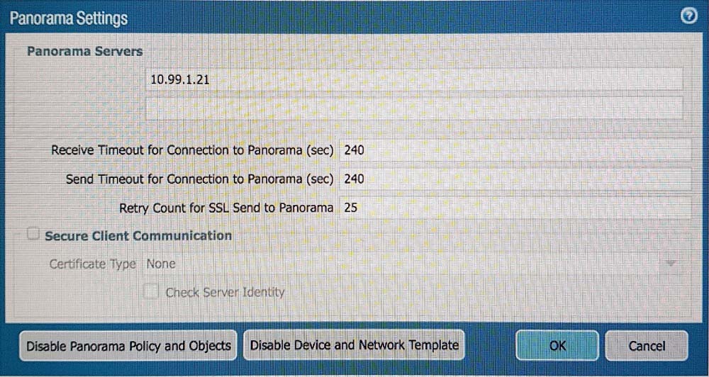 Refer to the exhibit. An administrator cannot see any if the Traffic logs from the Palo Alto Networks NGFW on Panorama. The configuration problem seems to be on the firewall side. Where is the best place on the Palo Alto Networks NGFW to check whether the configuration is correct?